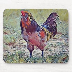 Tapis De Souris Plaque d'art de coq coloré