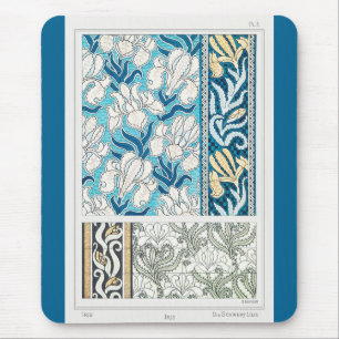 Tapis De Souris Plaque de souris Art nouveau iris fleurie textile 