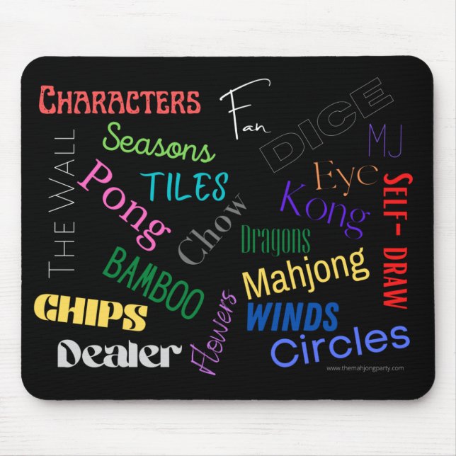 Tapis De Souris Plaque de souris avec mots du Mahjong (Devant)