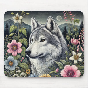 Tapis De Souris Plaque de souris Wolf Woodland   Bureau d'inspirat