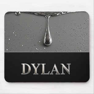 Tapis De Souris Plaque nominative Dylan Chrome avec gouttes de mét
