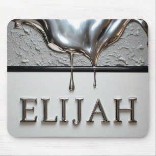 Tapis De Souris Plaque nominative Elijah Chrome avec gouttes de mé