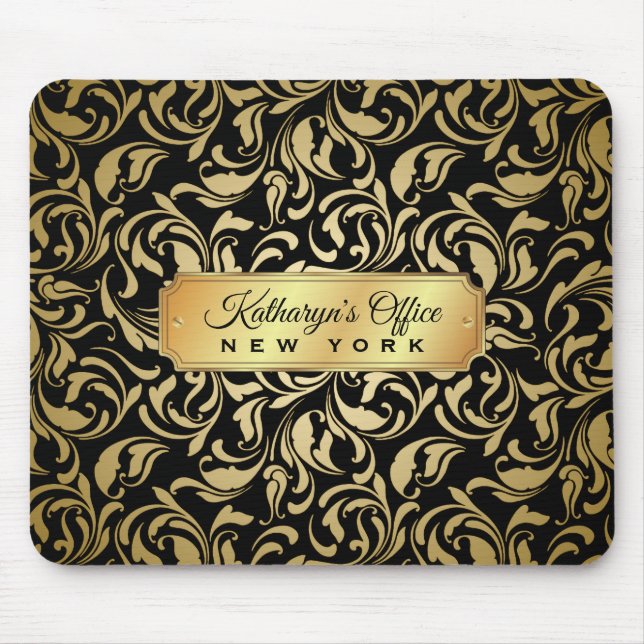 Tapis De Souris Plaque signalétique Luxe d'or de monogramme de (Devant)