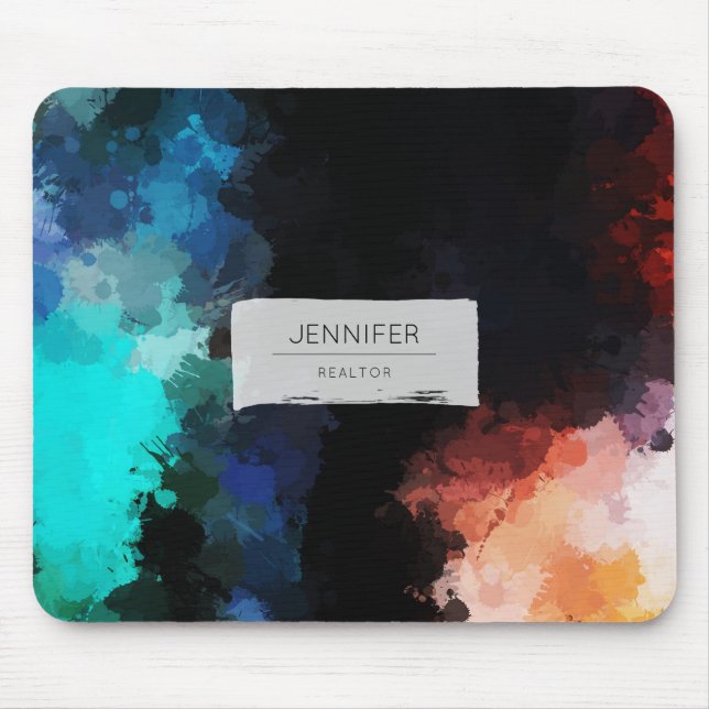 Tapis De Souris Plaques de peinture Abstraites modernes noir orang (Devant)