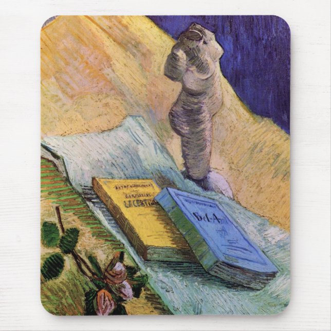 Tapis De Souris Plaster Statuette Rose et romans Vincent van Gogh (Devant)