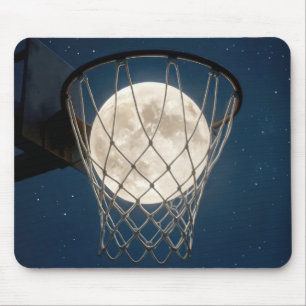Tapis De Souris Pleine Lune Dans un Filet de Basket