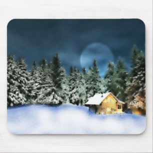 Tapis De Souris Pleine lune de Cabine de journal rustique