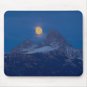 Tapis De Souris Pleine Lune Levante Grand Teton Driggs, Idaho