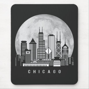 Tapis De Souris Pleine lune Skyline de Chicago Illinois