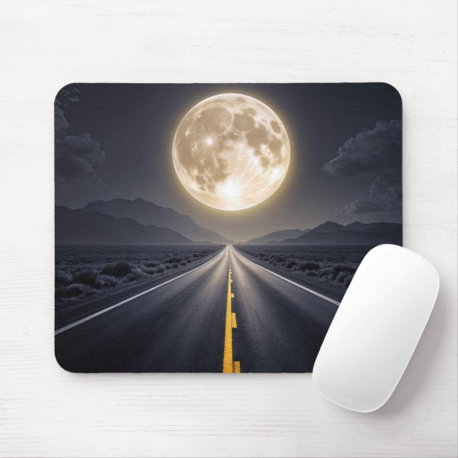 Tapis De Souris Pleine lune sur la route (Avec souris)