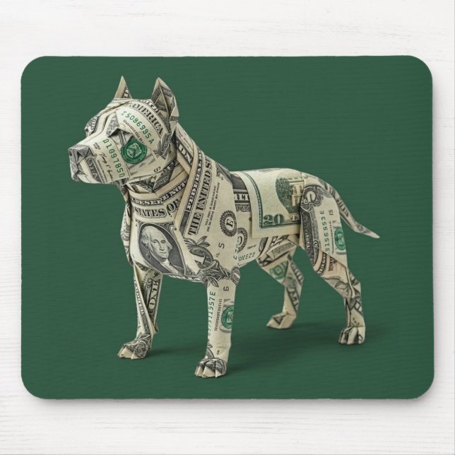 Tapis De Souris Pliage d'argent Pitbull Chien (Devant)