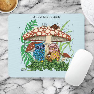 Tapis De Souris Pluie de champignons de la famille de la chouette