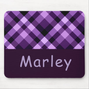 Tapis De Souris Plum moderne violet Plaid Monogramme Panier