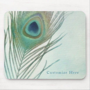 Tapis De Souris Plume de paon Bohème Chic Aquarelle Sur mesure