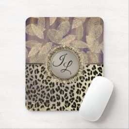 Tapis De Souris Plumes chic avec Monogramme Empreinte de léopard