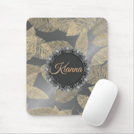 Tapis De Souris Plumes d'or sur argent lisse Personnalisé