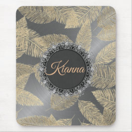 Tapis De Souris Plumes d'or sur argent lisse Personnalisé