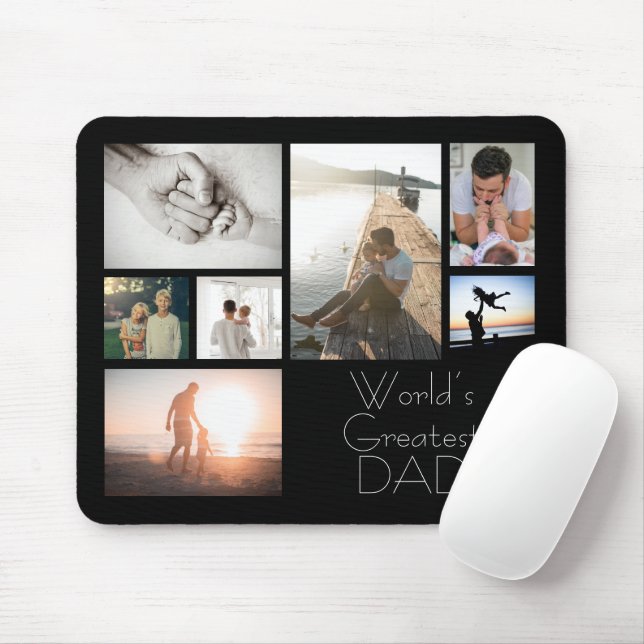 Tapis De Souris Plus grand papa Famille Enfant 7 Photo Collage (Avec souris)