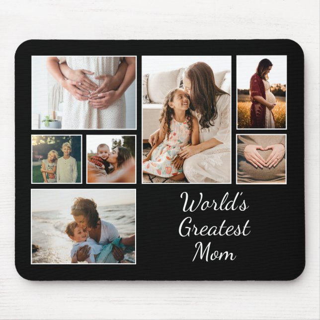 Tapis De Souris Plus grande maman Famille Enfant 7 Photo Collage (Devant)