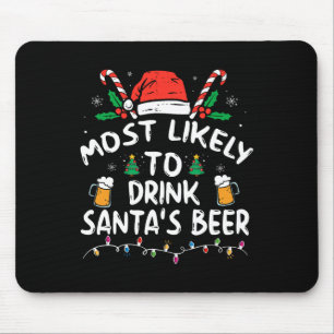 Tapis De Souris Plus susceptible de boire la bière de Santa Noël 