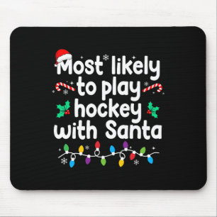 Tapis De Souris Plus Susceptible De Jouer Au Hockey Avec Santa Noë