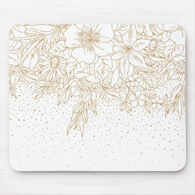 Tapis De Souris Plutôt Gold Confetti points fleuris (Devant)