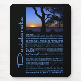 Tapis De Souris Poème de Desiderata, bel arbre du coucher de solei