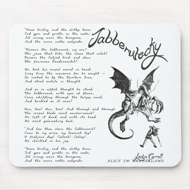 Tapis De Souris Poème de Jabberwocky (Devant)