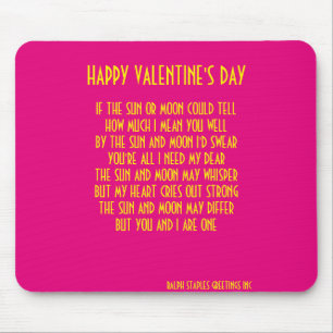 TAPIS DE SOURIS POÈME DE LA JOURNÉE DE VALENTINE
