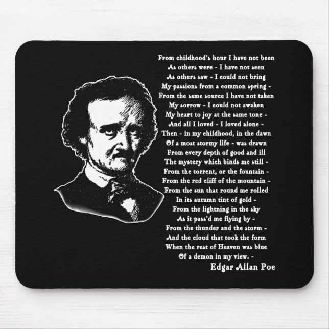 Tapis De Souris Poème d'Edgar Allan Poe SEUL (Devant)