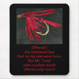 Tapis De Souris Poème "Truite brute" avec la mouche mouillée "Ibis