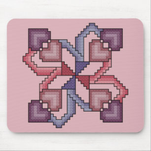 Tapis De Souris Point croisé carré Mousepad de coeur