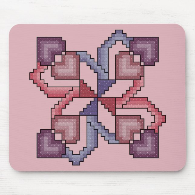 Tapis De Souris Point croisé carré Mousepad de coeur (Devant)