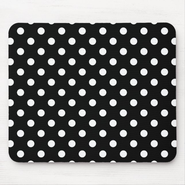 Tapis De Souris Point de polka noir et blanc (Devant)