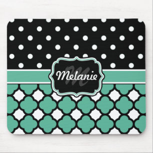 Tapis De Souris Point Polka en treillis bleu monogramme