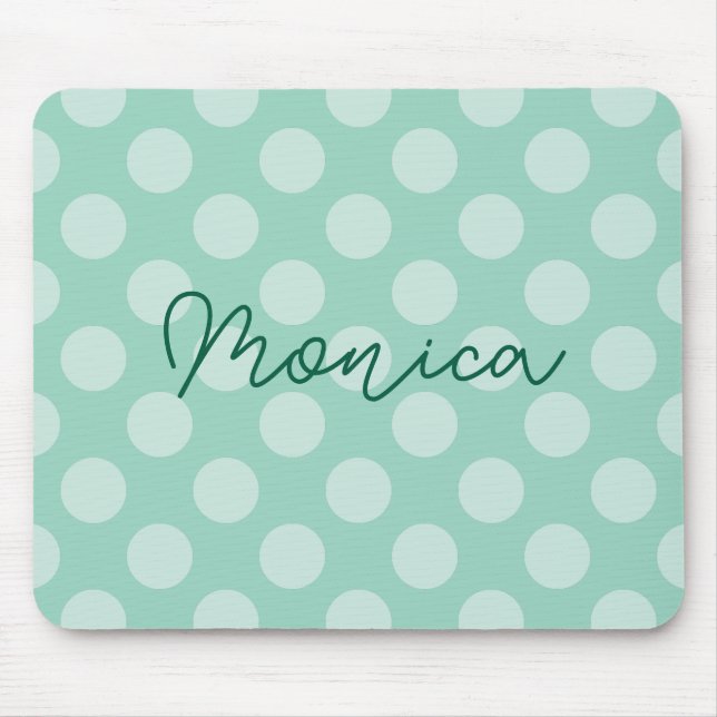 Tapis De Souris Point Polka Turquoise clair personnalisé (Devant)