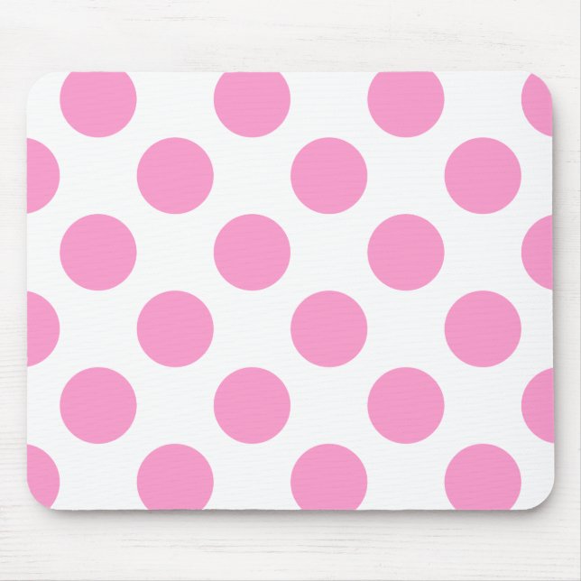 Tapis De Souris Pointe Polka blanche et rose (Devant)