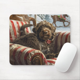 Tapis De Souris Pointeur à poils durs Griffon Chien Festif de Noël