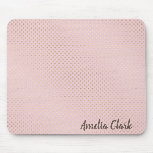 Tapis De Souris points dorés chatoyants sur rose vif (Devant)