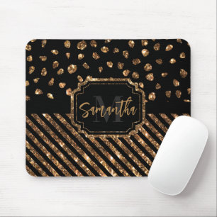 Tapis De Souris Points et bandes de Parties scintillant d'or