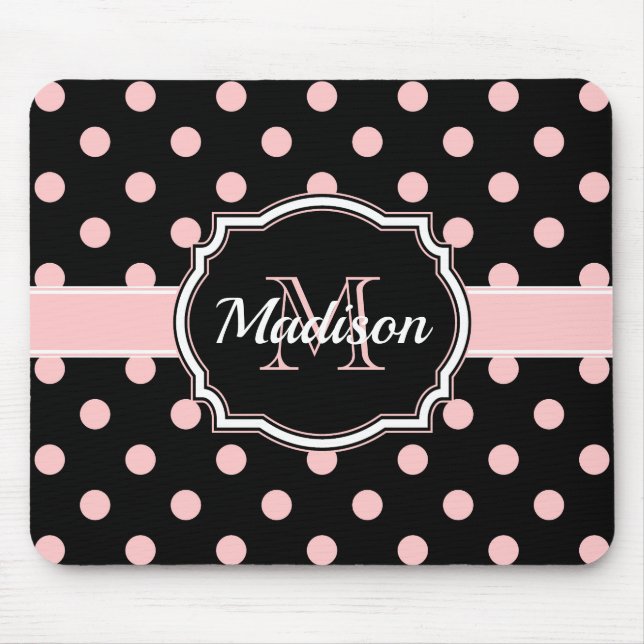 Tapis De Souris Points noirs et roses (Devant)