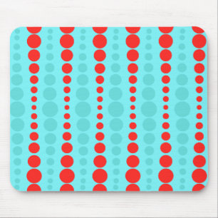 Tapis De Souris Points rouges et turquoise rétro Mousepad
