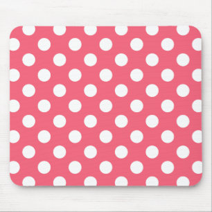 Tapis De Souris Pois blancs sur corail