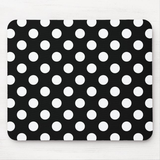 Tapis De Souris Pois blancs sur noir (Devant)