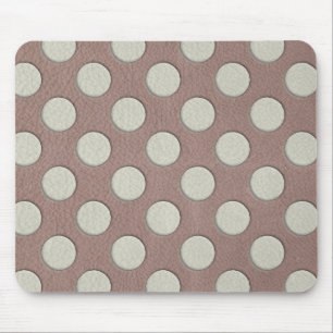 Tapis De Souris Pois blancs sur Taupe en cuir