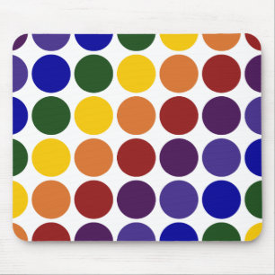 Tapis De Souris Pois d'arc-en-ciel sur le blanc