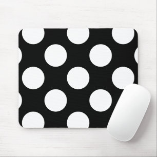 Tapis De Souris Pois noirs et blancs, Motif Polka