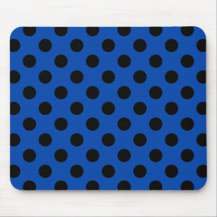 Tapis De Souris Pois noirs sur bleu royal