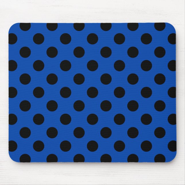 Tapis De Souris Pois noirs sur bleu royal (Devant)