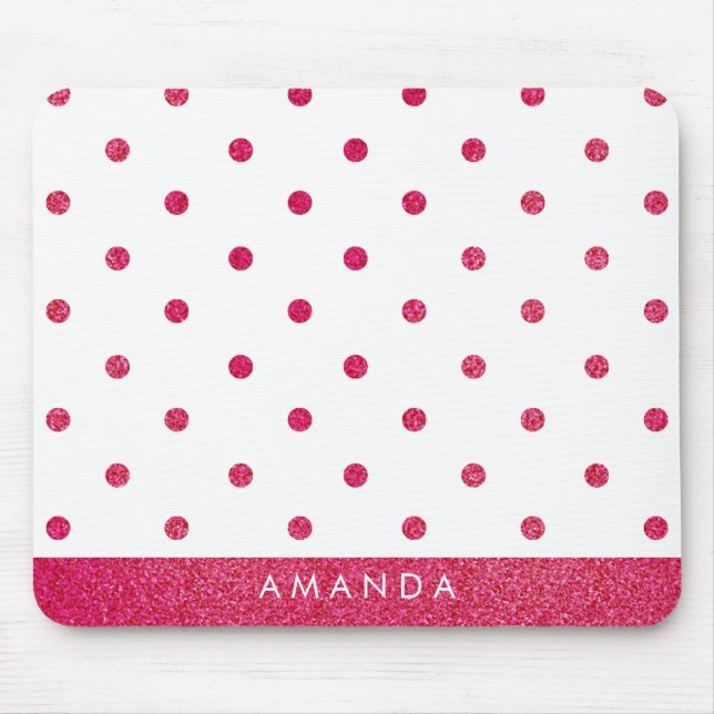 Tapis De Souris POIS rose-chaud brillant PERSONNALISEZ VOTRE NOM (Devant)